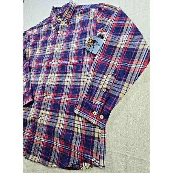RidgeCut Tough Wear Red Blue Plaid Heavy Flannel Shirt Men’s Medium NWT - Picture 3 of 14